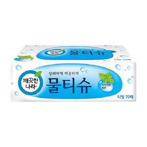 깨끗한나라 페퍼민트 물티슈 리필형 70매 10개 / 항균 알로에 6단계 정제수 도매 추천