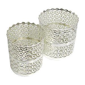 앤틱스타일 라운드부메랑 다용도 원형 빗통세트-2종/실버/연필꽂이/브러쉬통