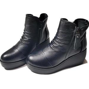 천연가죽/ 행텐 여성 앵글부츠 통굽 발목부츠 여자방한화