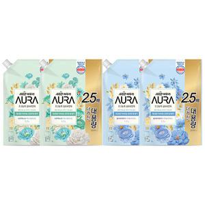 아우라 초고농축 섬유유연제 리필 1.7L, 홀리데이판타지, 2개 + 스모키머스크, 2개