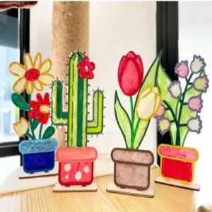 우드 스탠드 꽃 만들기 diy 키트 한지 공예 미술 놀이 재료 수업 교구