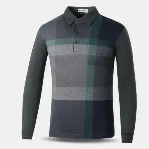 남성 기모 체크 긴팔 카라 티셔츠 NAW69 중년 겨울