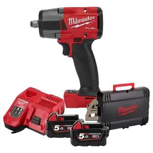 밀워키 M18 FMTIW2F12-502X 충전 미드토크 임팩렌치 18V 5.0Ah 배터리 2개 세트