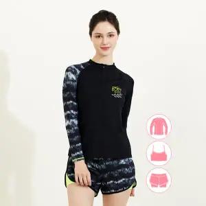 베이직엘르 여성인 패턴 집업 래쉬가드 비치반바지 세트 BEL-W218K