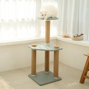 한층뚝딱 3단 코너형 고양이 캣타워 다크브라운