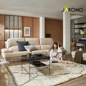 [자코모] 엘렌 4인 젠위브 패브릭 소파+스툴