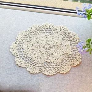 레이스 꽃모양 타원형 식탁 테이블 매트 선택 꽃4개 테이블보 면테이블매트 레이스테이블매트