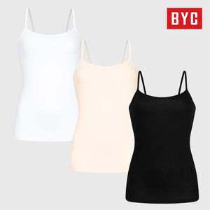 BYC 여성 소프트 순면 끈나시 3매 (블랙/스킨/화이트 택 1)