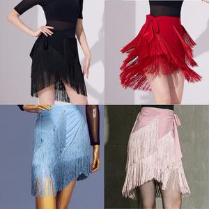 라인 라틴댄스 태슬 스커트 3단 랩스커트 스포츠댄스 밸리 줌바 힙스카프