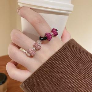 [유니커블]귀여운 트윙클 큐빅 리본 비즈 반지 레이어드 학생 친구 커플 우정 패션 핑거 링 검지반지 선물