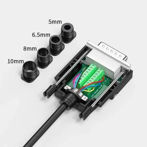 납땜 필요없는 산업 2 열 커넥터, 15 핀 암수 플러그 D SUB 터미널 어댑터, 4 개 테일 슬리브, DB15 커넥터