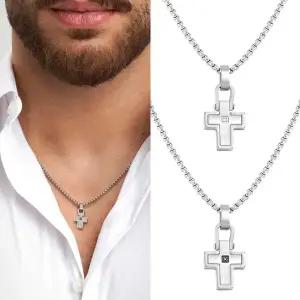 [노미네이션]목걸이 MANVISION (맨비전) 스틸 크로스팬던트 큐빅 133005 남자체인목걸이