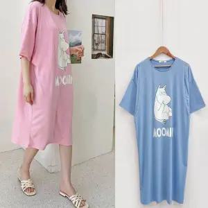 [보리보리/보리맘]무민 반팔 수유 원피스 빅사이즈 여름 수유복 잠옷 ID647