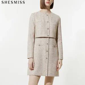 [리스트][리스트] 프리미엄 레이어드 버튼 트위드 울 원피스