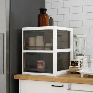 맥스 투명 플라스틱 틈새 서랍장 2단 다용도 수납장