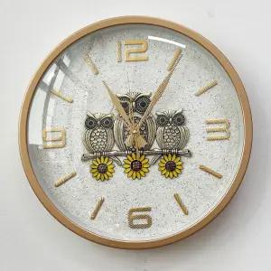 실버 부엉이 벽시계 인테리어 고급 무소음 거실벽시계/학교 빈티지 아날로그 업소 소음 클래식 야광 소품