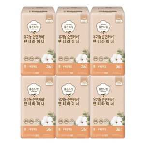 좋은느낌 유 기농 순면 팬티라이너 롱 36입x6개