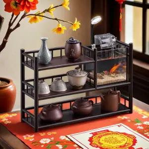 원목 다관 장식 찻잔장 그릇장 2단 3단 티 테이블 선반 다도 용품