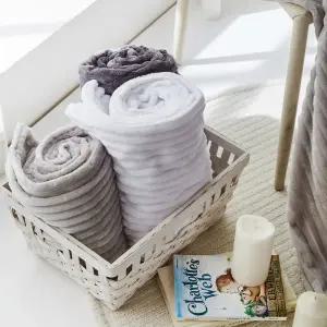 [대형2장] 라뽐므 노르빅 스트라이프 극세사 담요(대형150x200)