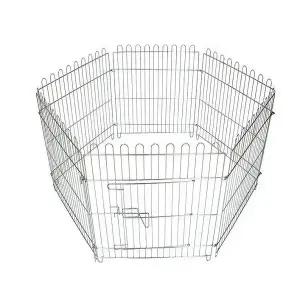 4B 크롬 육각 운동장 중형 철장 강아지 울타리 케이지 애견