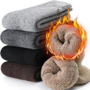 EBMORE 남성 메리노 울 양말 매우 두꺼운 보온 하이킹 겨울 따뜻한 부츠 무겁고 부드러운 포근한 추운 날씨용