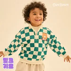 체커보드 루즈핏 반집업 왕기모맨투맨