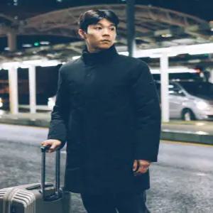 헤지스 남성 25FW [시즌오프]블랙 하이넥 구스다운 코트 HZCO5D460BK