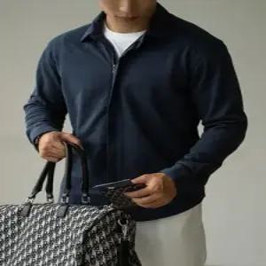 모직 빈티지 가을 겨울 캐주얼 남자셔츠 솔리드 터틀넥 집업 셔츠 도톰 원템4