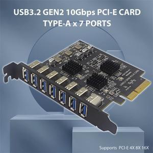 N-A26M USB3.2 GEN2 10Gbps PCIe 확장 카드 TYPE-A 4X에서 7포트 3.0 어댑터 컨트롤러