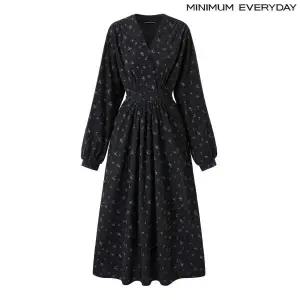 [롯데백화점]미니멈 [미니멈 에브리데이]골덴 플라워 랩 스타일 끈 플레어 롱 원피스 (EB4OW018D)