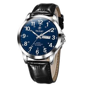 Taxau 남성 u2019s 드레스, 방수 아날로그 가죽 시계와 날짜 큰 아라비아 숫자 패션 캐주얼 클래식 손목 시계 브라운 / 블랙 밴드 이지 리딩 렐로예스 파라 홈브르