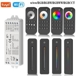 WT5 Tuya Wifi LED 컨트롤러 5in1 조광기 DC12V 24V RGB RGBW RGBCCT LED 스트립 라이트 RF 4-Zone Touch R