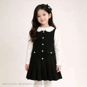 [로엠걸즈] 블랙 트위드 주름 원피스 RGOW2614P_7358