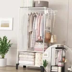 시스템 행거 선반형 다용도 스탠드 커튼형 옷걸이 거실 수납 모자걸이 보관함 정리함 수납함 정리대 가방