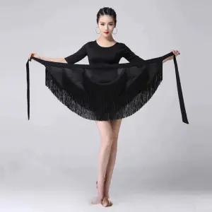 여성 라틴 댄스복 스커트 술치마 하의 라인 댄스치마