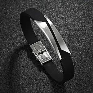 실리콘 패션팔찌 스테인리스 실버 장식 레이어드