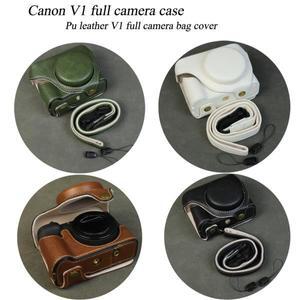 어깨끈이 포함 캐논 V1용 PU 가죽 카메라 케이스 가방 바디 커버