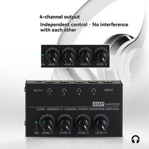 B04B-미니 스테레오 헤드폰 앰프 4 채널  HA400 오디오 6.5MM ~ 잭 변환기 포함 EU 플러그