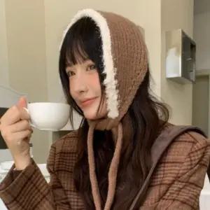 여성 겨울 귀도리 니트 스웨터 털 보넷 귀덮개 귀마개