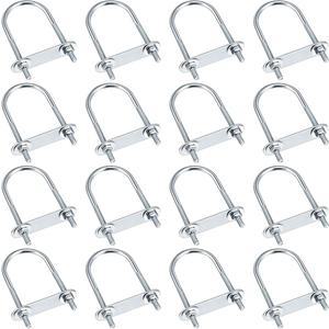 [미국배송] THERWEN 16세트 라운드 U 볼트 아연 도금 강철 벤드 클램프 너트 플레이트 와셔(M6 X 40MM 90MM)