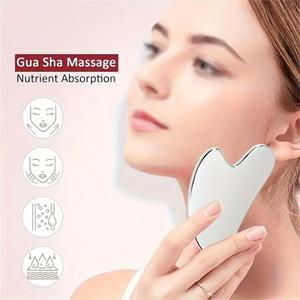 1pices Gua Sha 보드 뷰티 스킨 케어 페이셜 도구 스테인레스 마사지 천연 유니버설 실버 메탈