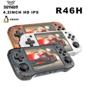 R46H 레트로 휴대용 게임기 리눅스 시스템 4.2인치 IPS 포켓 플레이어 128G 29K 비디오 어린이 선물 프로