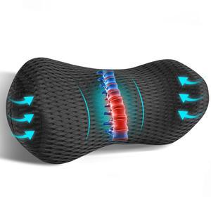 사무용 의자용 요추 지지대 베개, 통기성 3D 메쉬 지지대가 있는 메모리 폼 백 쿠션, 요통 를 위한 정형외과 등받이, 인체공학적, 허리 블랙