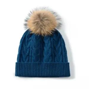 패피 털모자 100% 퓨어 캐시미어 모자 겨울 여우 털방울 니트 보온 꽃무늬 귀달이 힛템