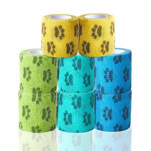 FriPuP 자가 접착 수의사 붕대 랩, 반려견 응급처치 테이프, 말 발 관리, 반려동물용 탄력적이고 두꺼운 지지, FSA 및 HSA 자격, 개별 포장, 2인치, 8롤, 터쿼이즈