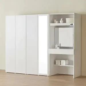 [아씨방가구]마일 터치 싱글+전신거울+화장대 옷장 세트 2400