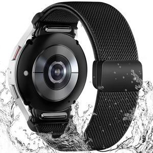 원클릭 노 갭 밴드 갤럭시 워치 7 6 5 4 FE 40mm 44mm / 클래식 43 47mm 프로 45mm 42 46mm, 20mm 방수 자기 신축성 나일론 스트랩 여성용