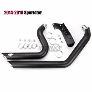 할리 호환 아이언 883 숏샷 배기 파이프용 블랙/크롬 머플러 스포스터 세트 xl1200용