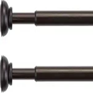 KXLife 2팩 스프링 텐션 커튼봉 창문용 1/2인치 장식 드레이퍼 카페봉 브론즈 (26-36)