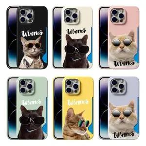 갤럭시 S21 S22 S23 S24 S25 노트 울트라 플러스 위너선글냥 고양이 카드수납 슬림 하드 케이스